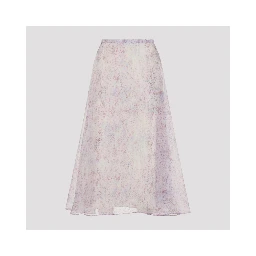 Alberta Ferretti Printed Organza Midi Skirt
