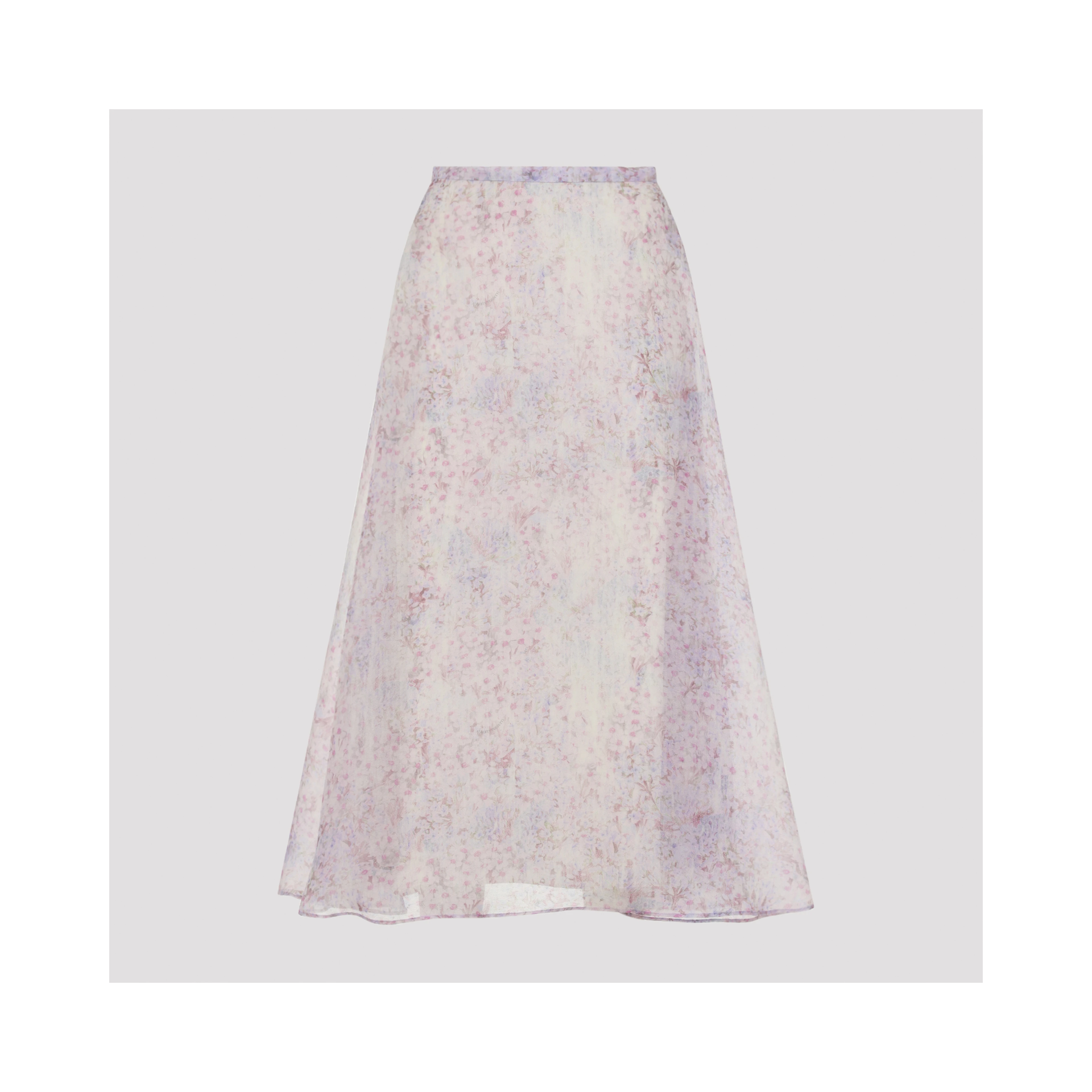 Alberta Ferretti Printed Organza Midi Skirt