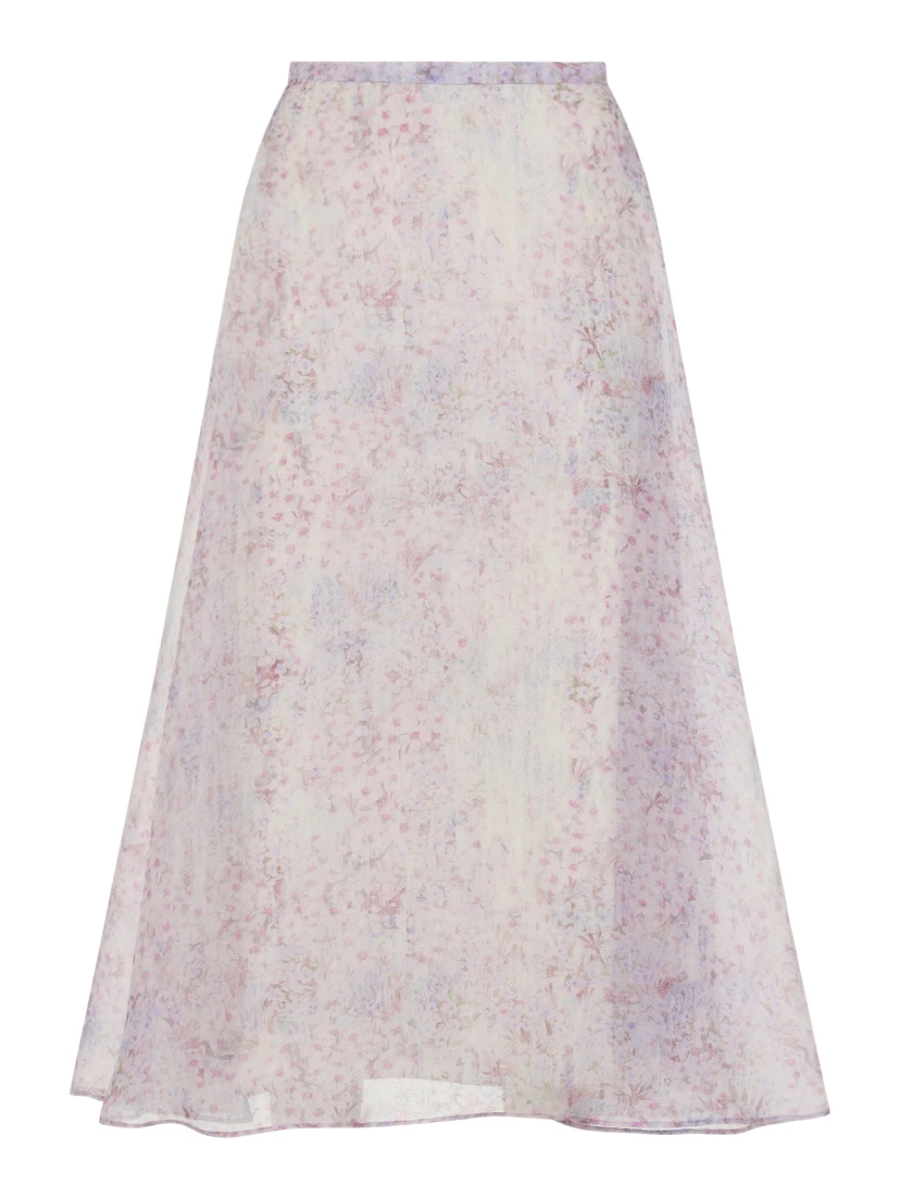 Alberta Ferretti Printed Organza Midi Skirt