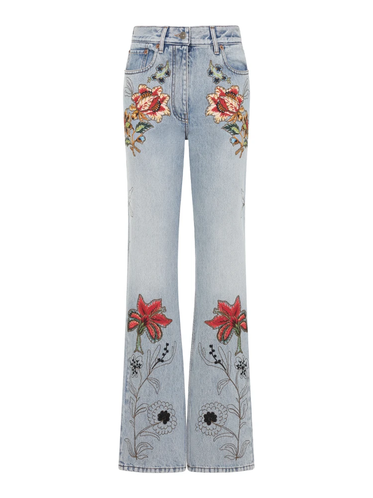 Valentino Denim 5 Pockets Embroidered Flowers Jeans alternative