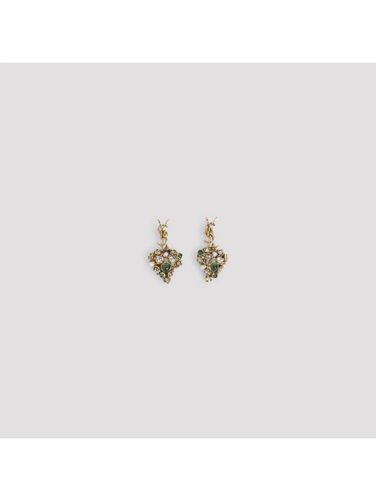 Saint Laurent Heart Pendant Hammered Cassandre Earrings