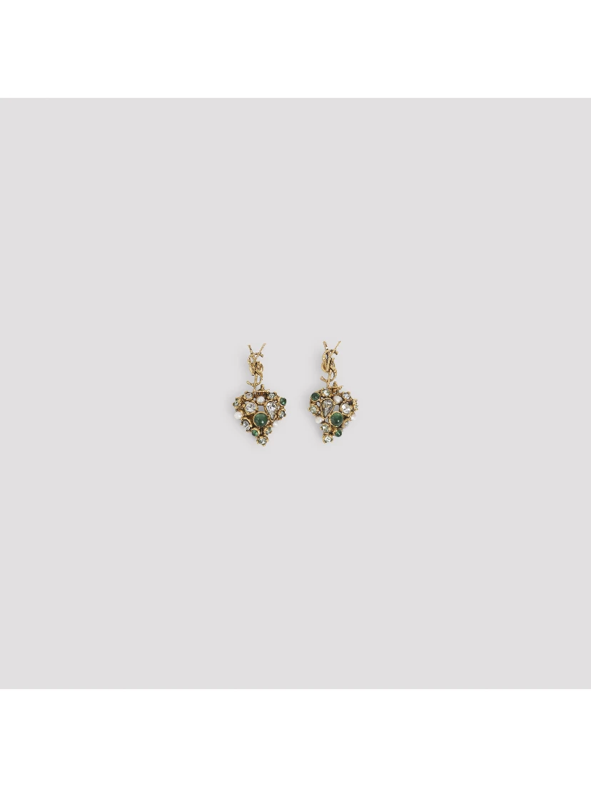 Saint Laurent Heart Pendant Hammered Cassandre Earrings