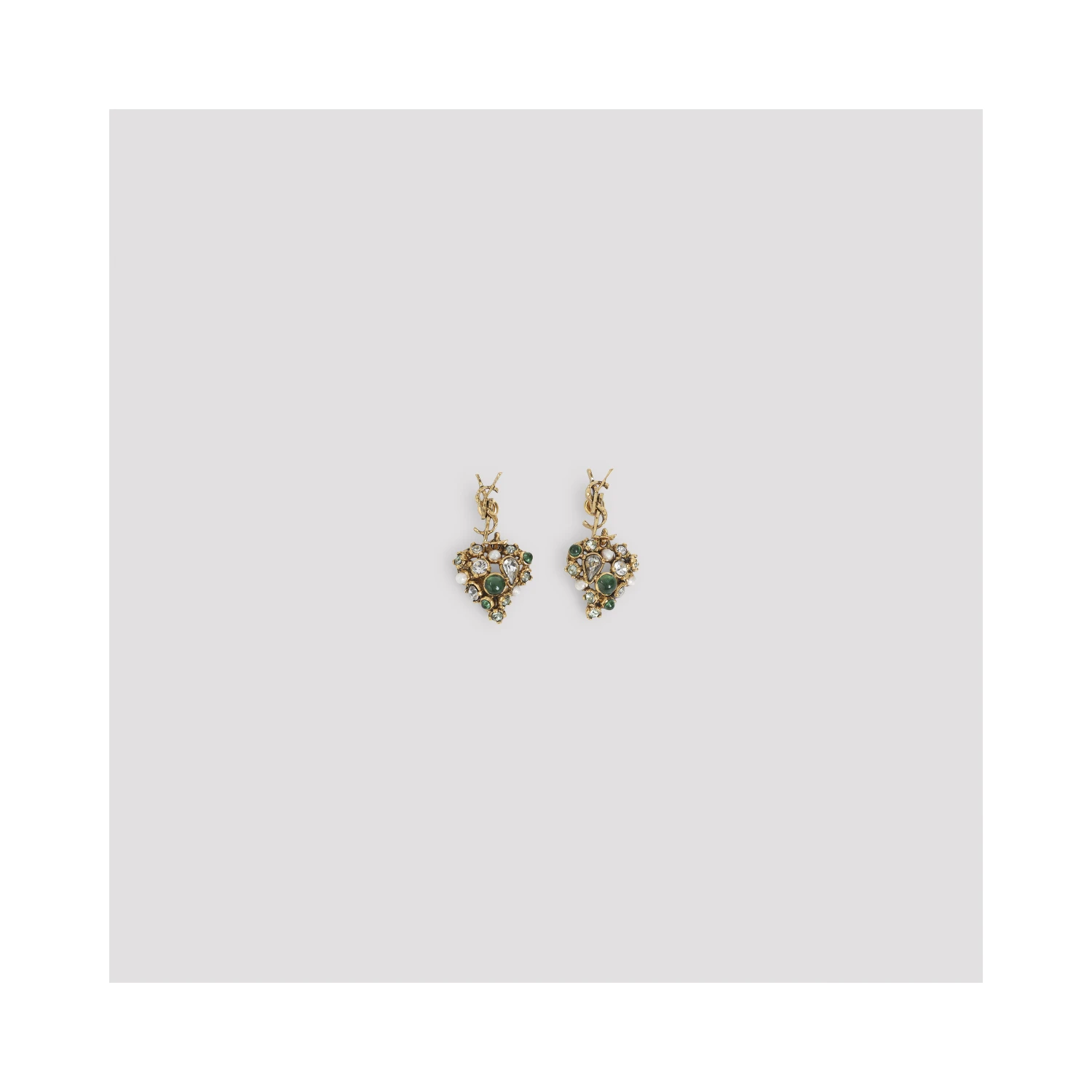 Saint Laurent Heart Pendant Hammered Cassandre Earrings