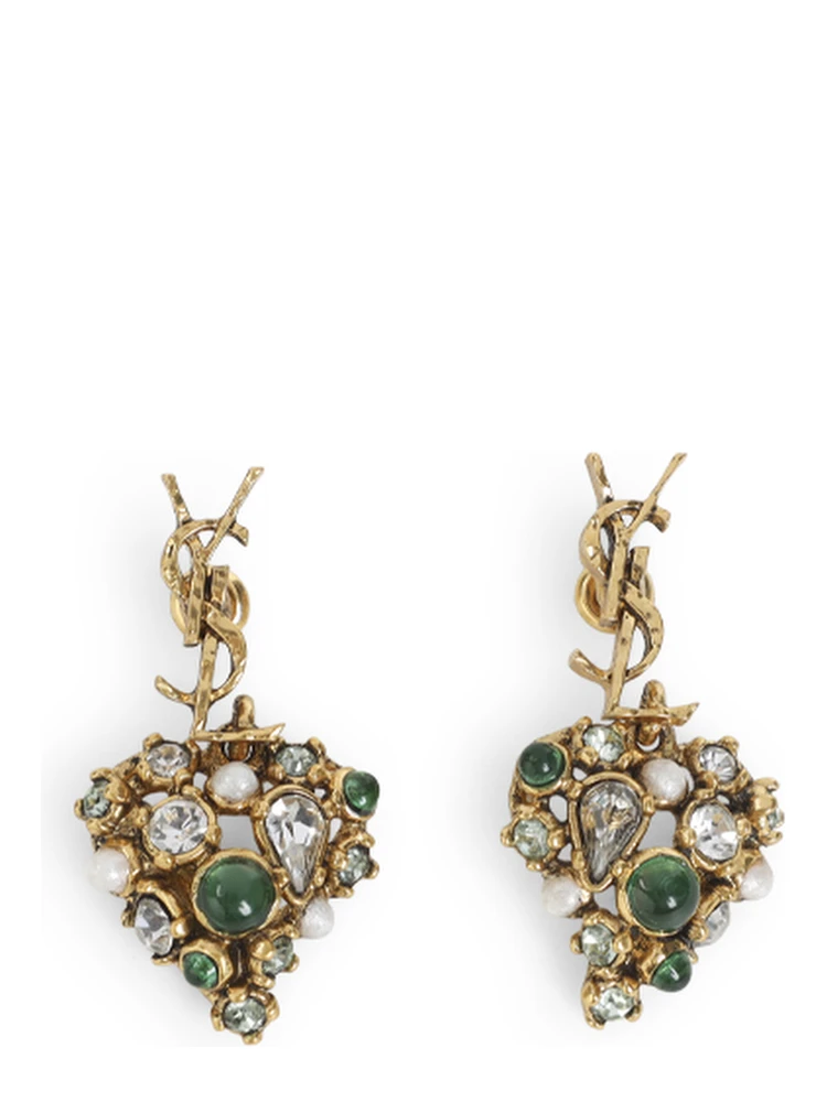 Saint Laurent Heart Pendant Hammered Cassandre Earrings alternative