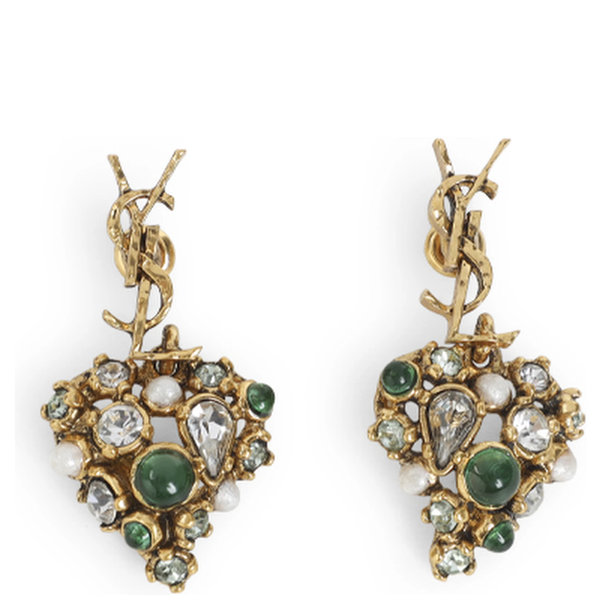 Saint Laurent Heart Pendant Hammered Cassandre Earrings