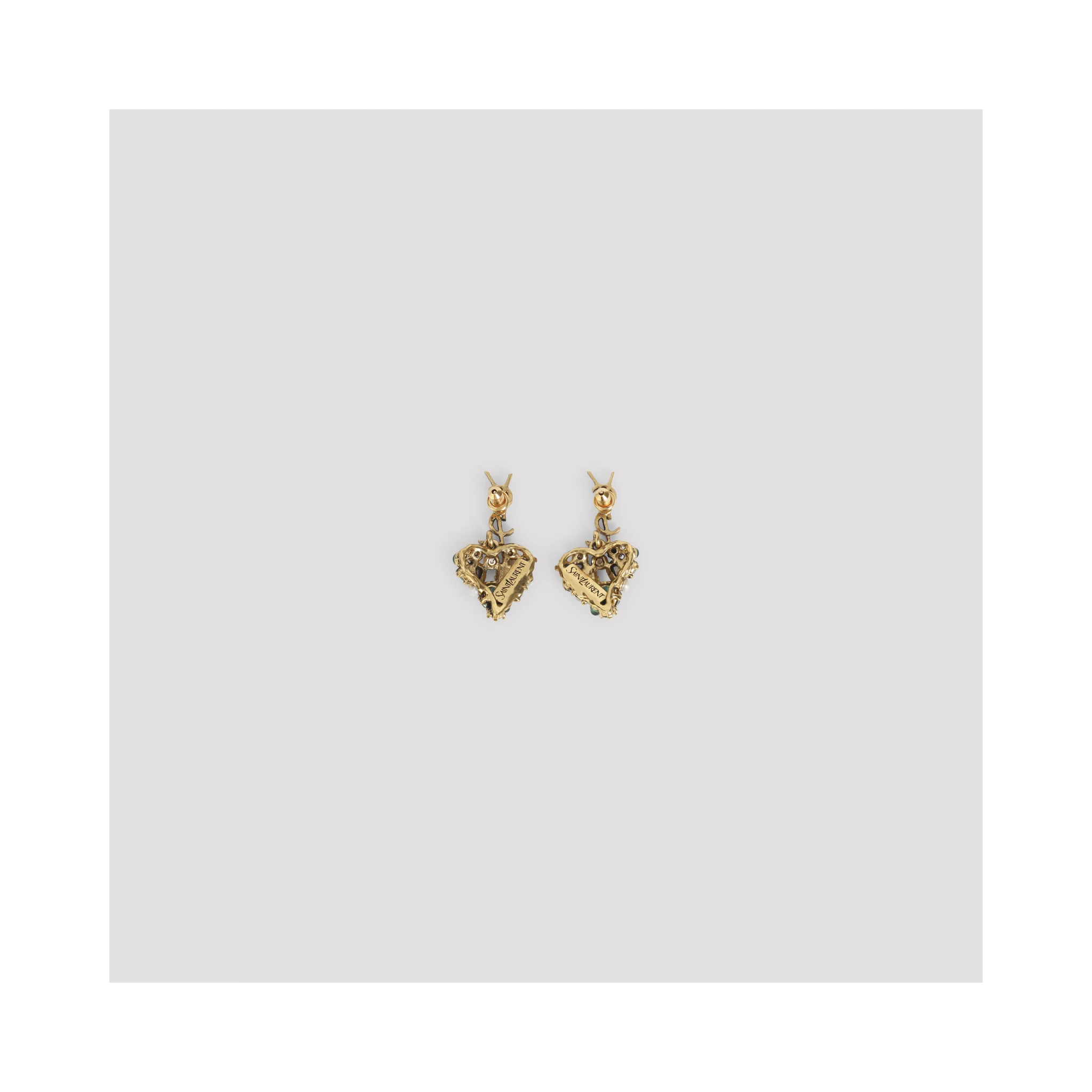 Saint Laurent Heart Pendant Hammered Cassandre Earrings