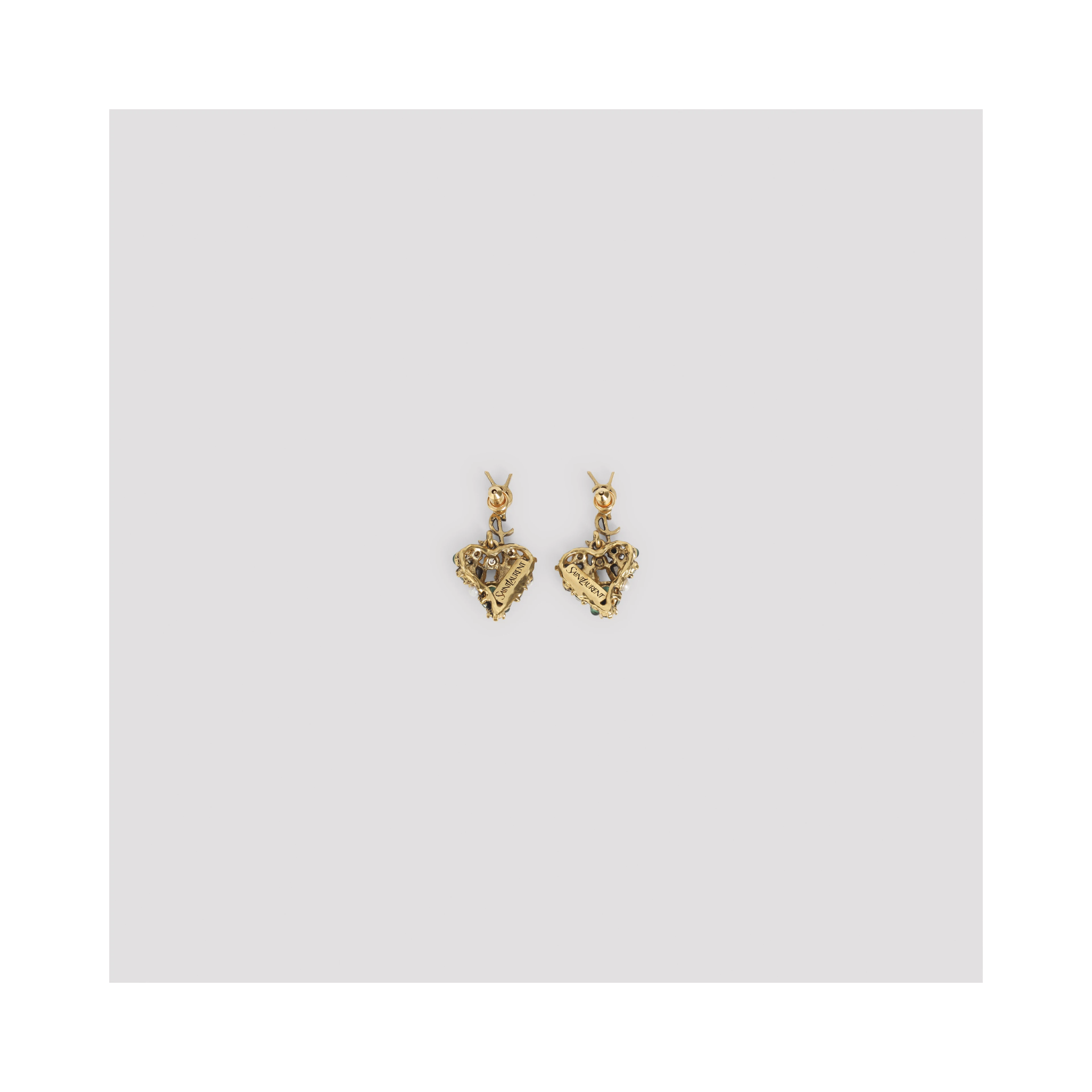 Saint Laurent Heart Pendant Hammered Cassandre Earrings