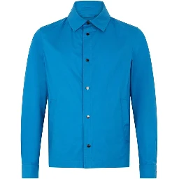 Blue Cotton Full-Length Jacket