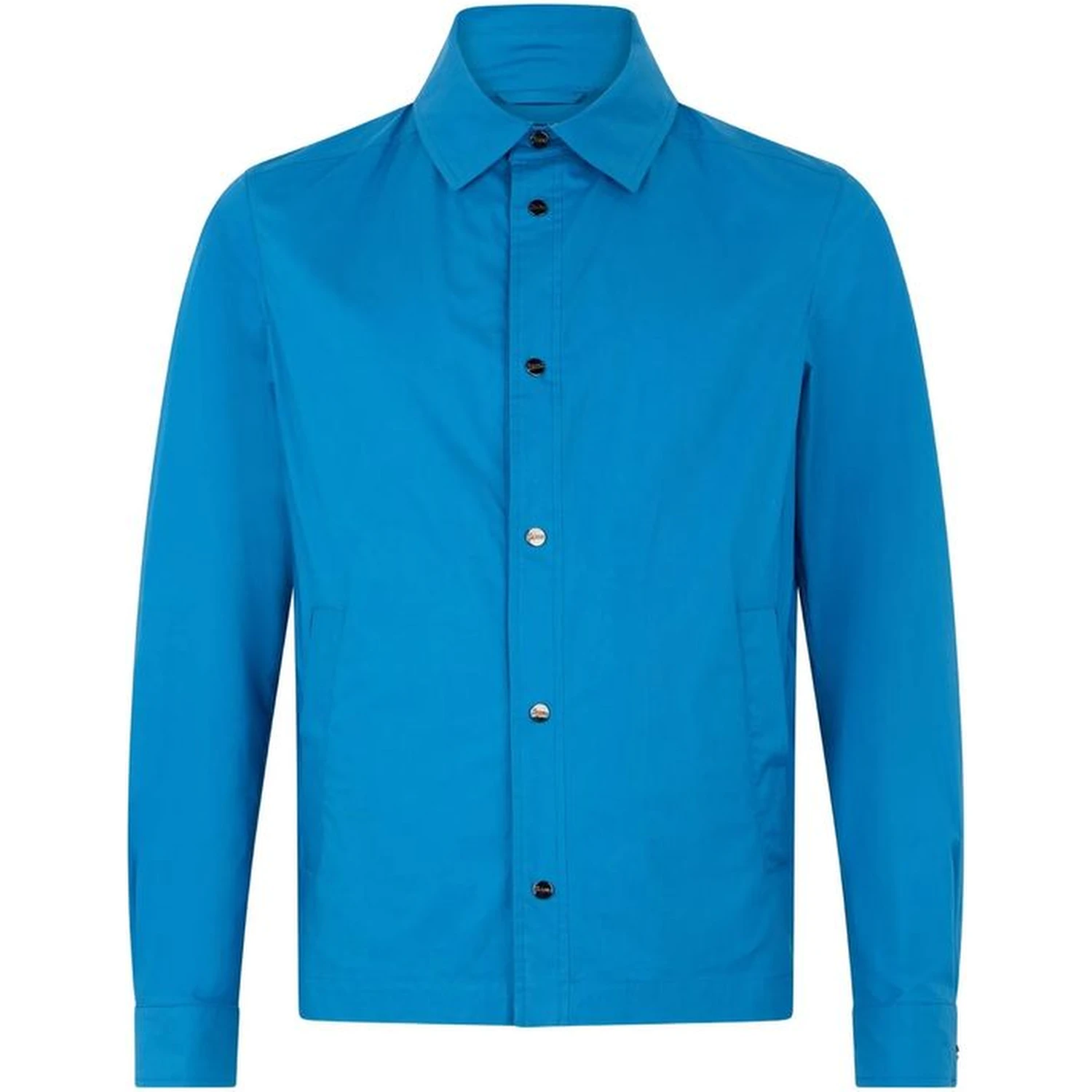 Blue Cotton Full-Length Jacket