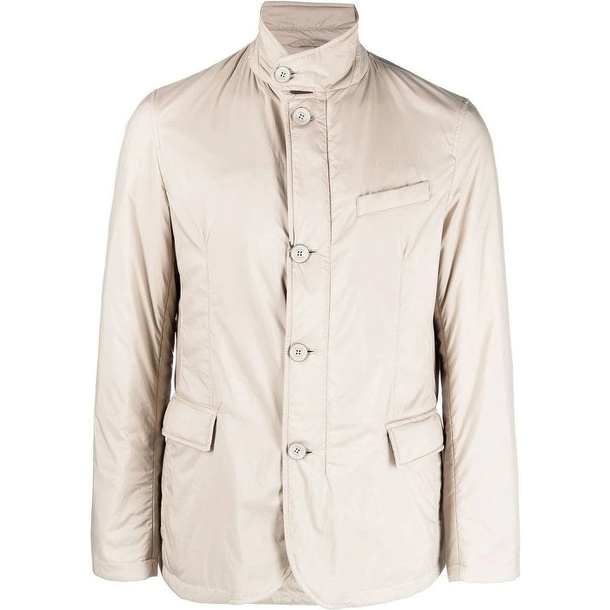 Beige Polyamide Full-Length Jacket