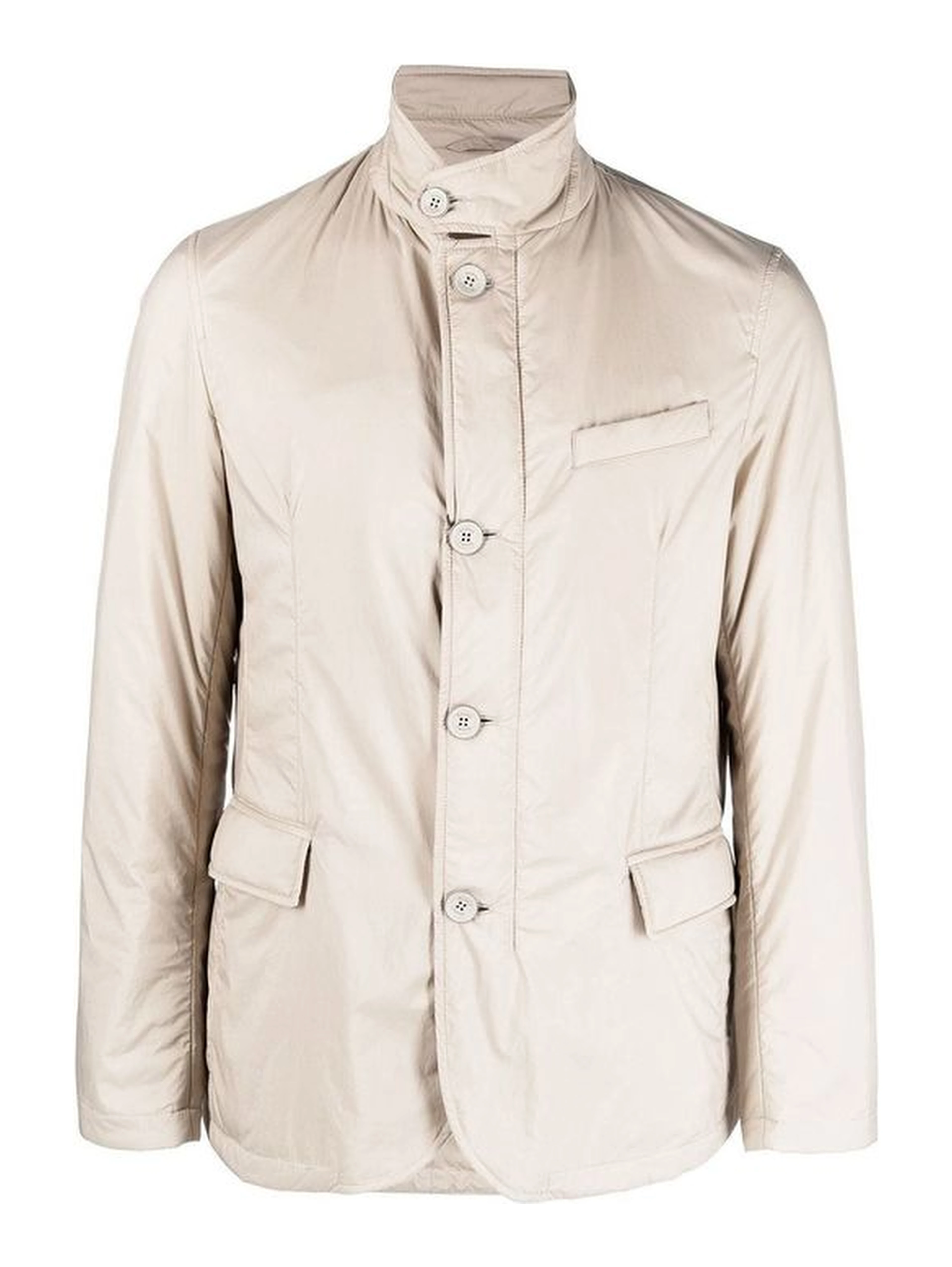 Beige Polyamide Full-Length Jacket