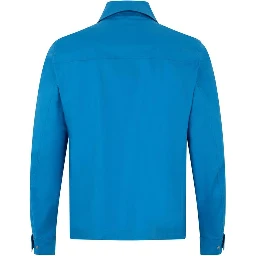 Blue Cotton Full-Length Jacket