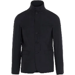 Black Polyester Full-Length Jacket