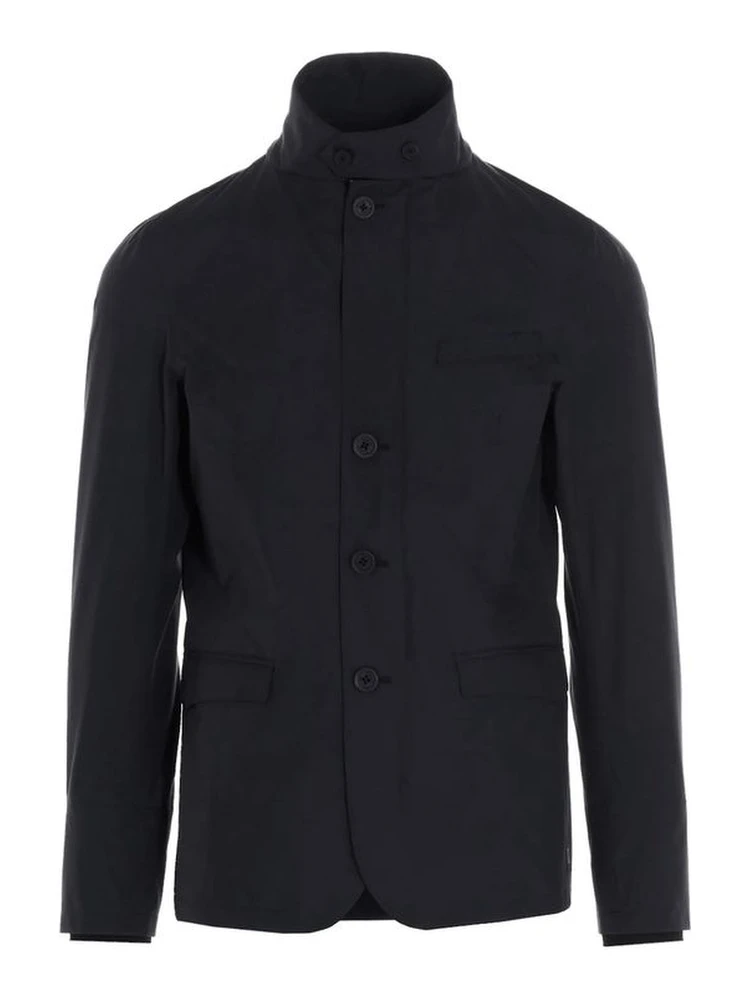 Black Polyester Full-Length Jacket