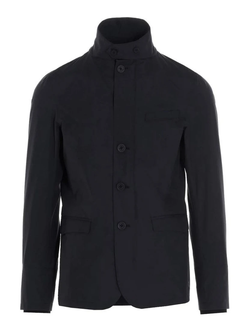 Black Polyester Full-Length Jacket