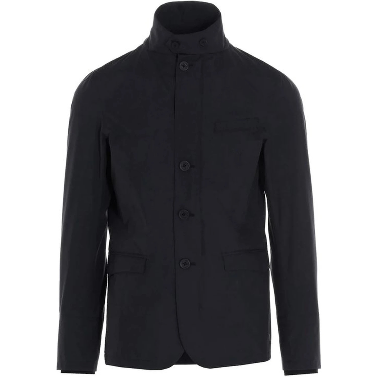Black Polyester Full-Length Jacket