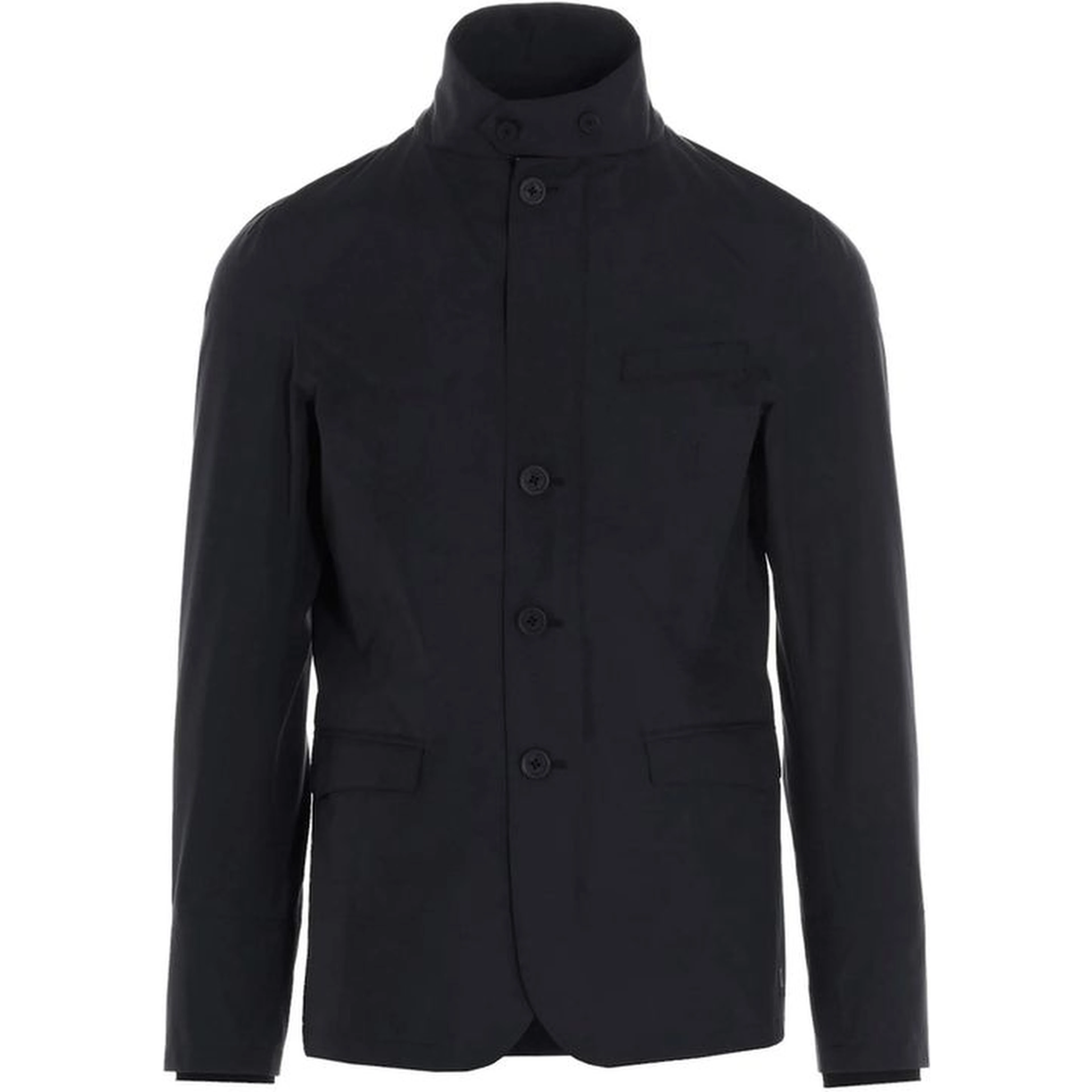 Black Polyester Full-Length Jacket
