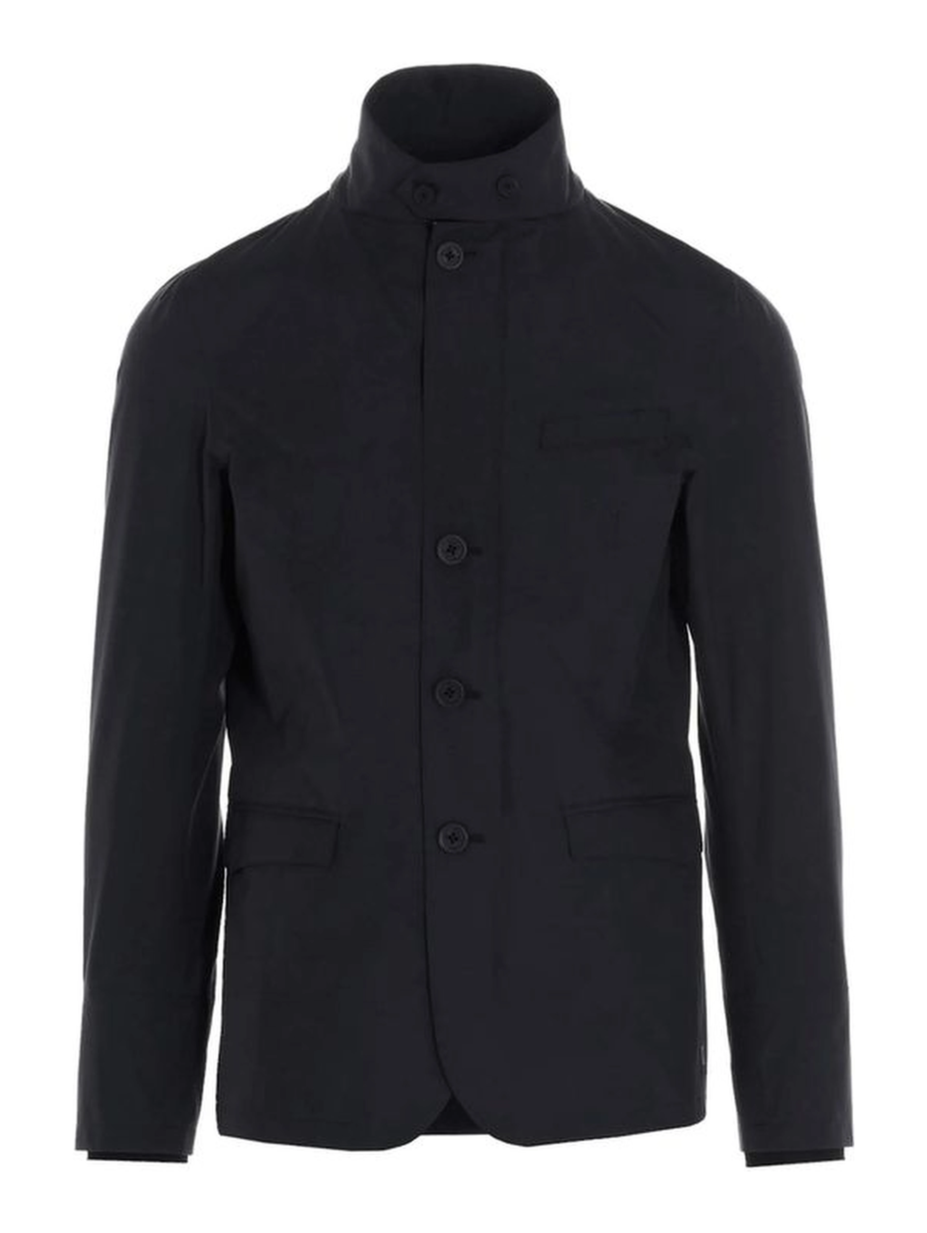 Black Polyester Full-Length Jacket