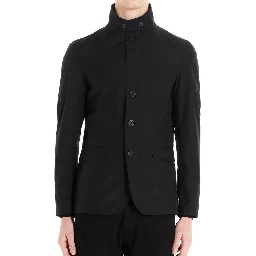 Black Polyester Full-Length Jacket