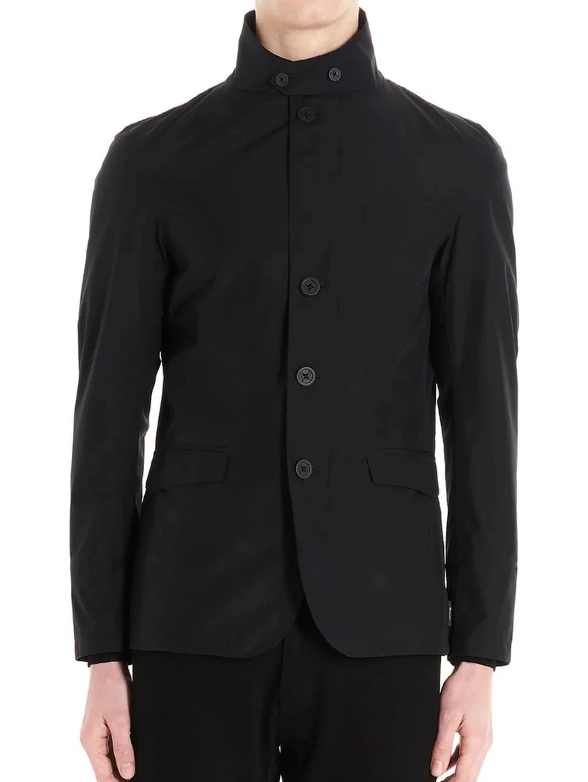 Black Polyester Full-Length Jacket
