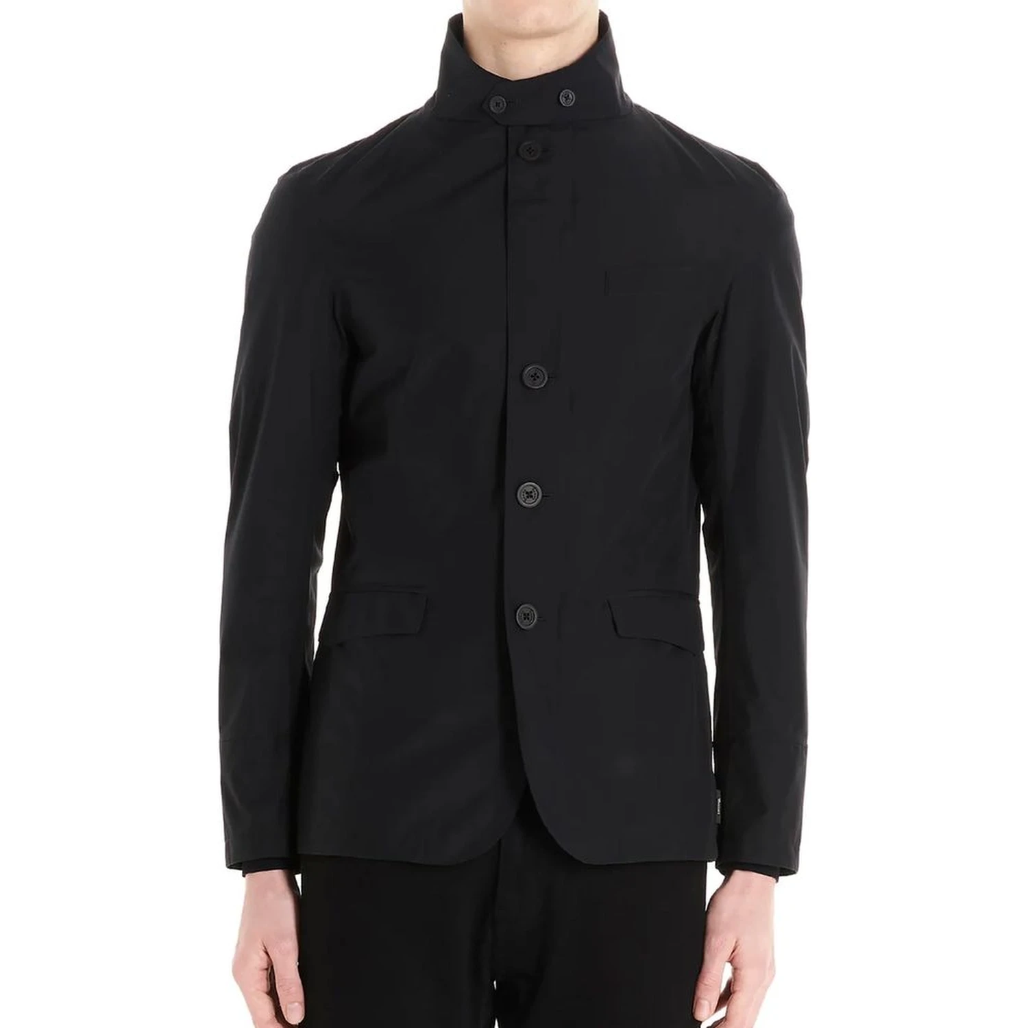 Black Polyester Full-Length Jacket