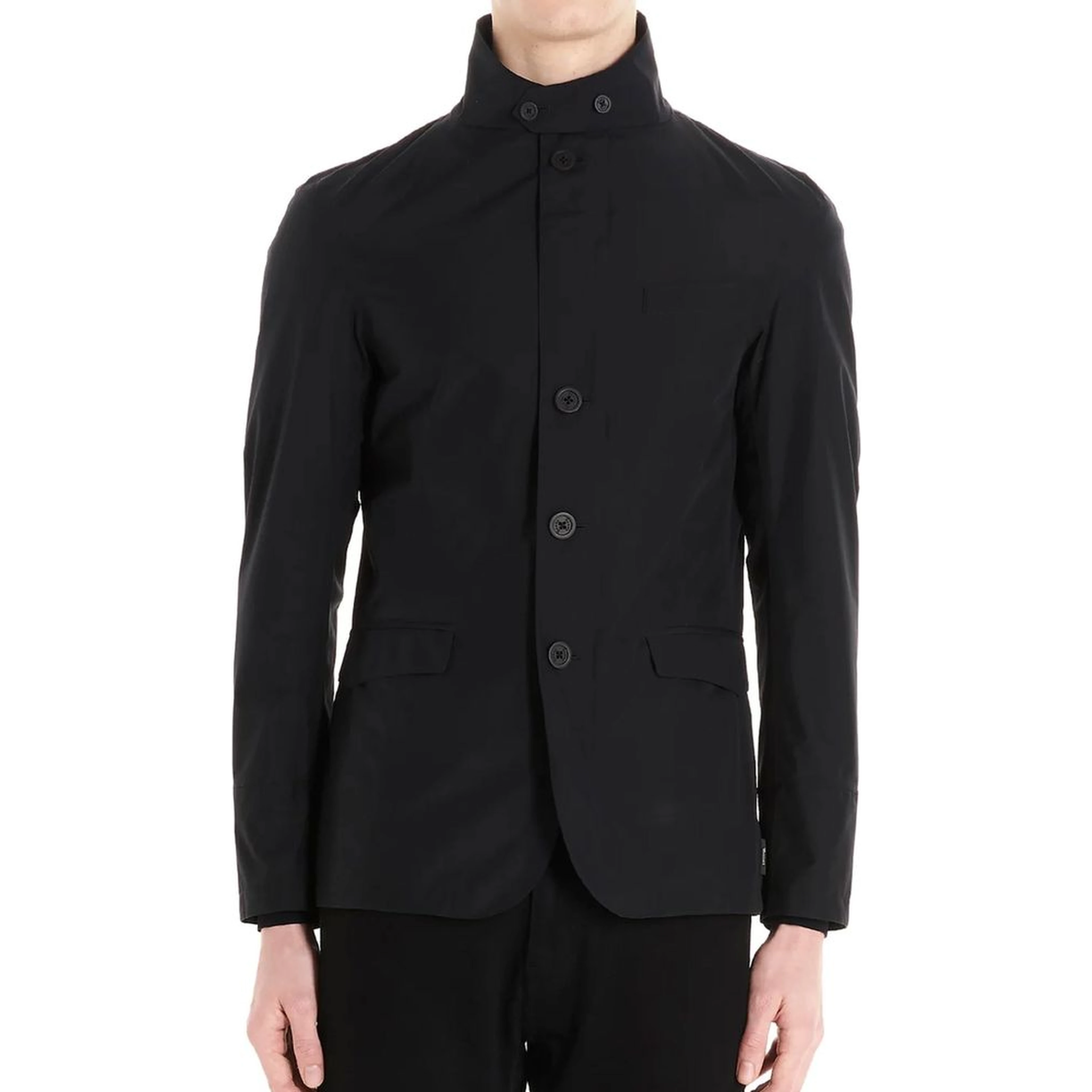 Black Polyester Full-Length Jacket