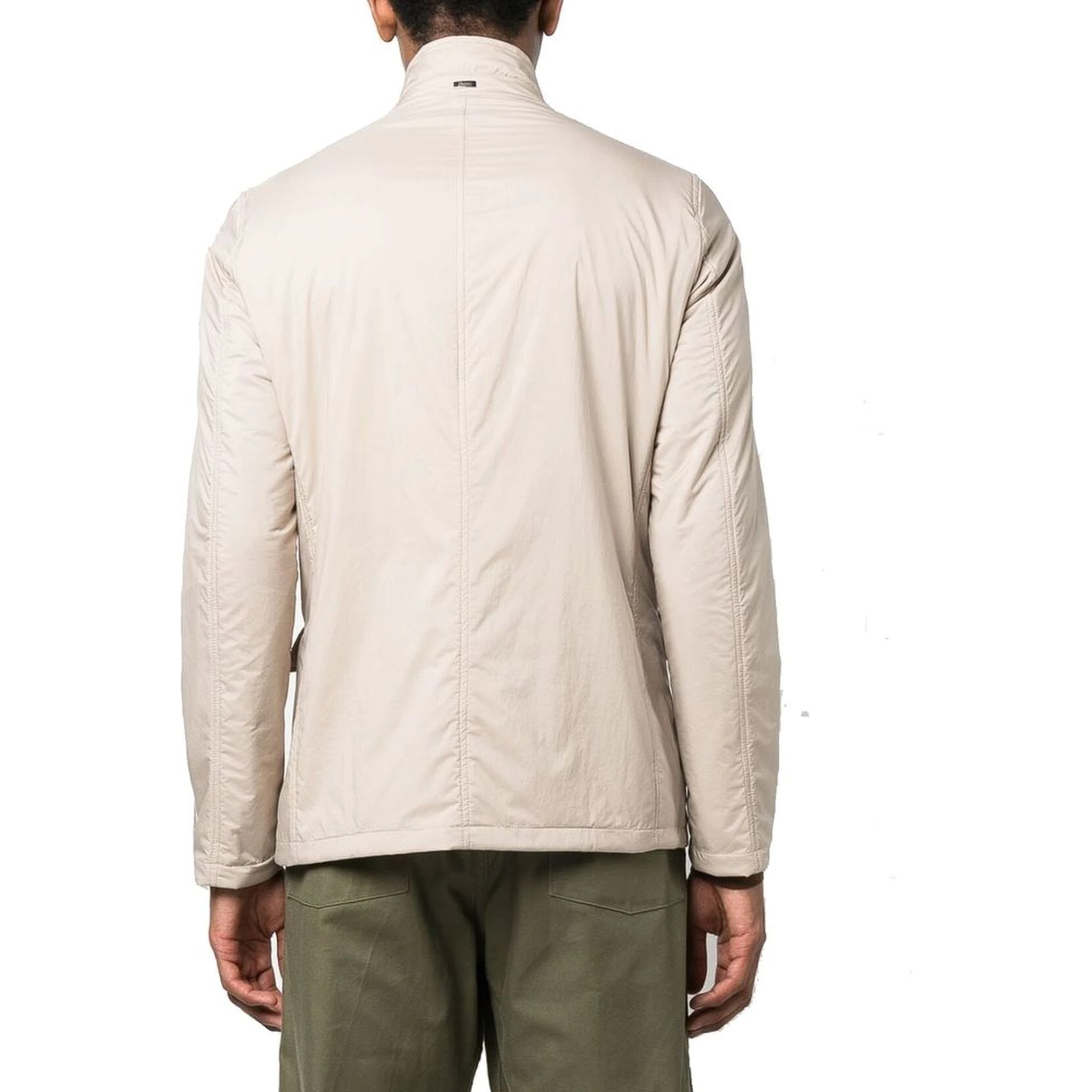 Beige Polyamide Full-Length Jacket