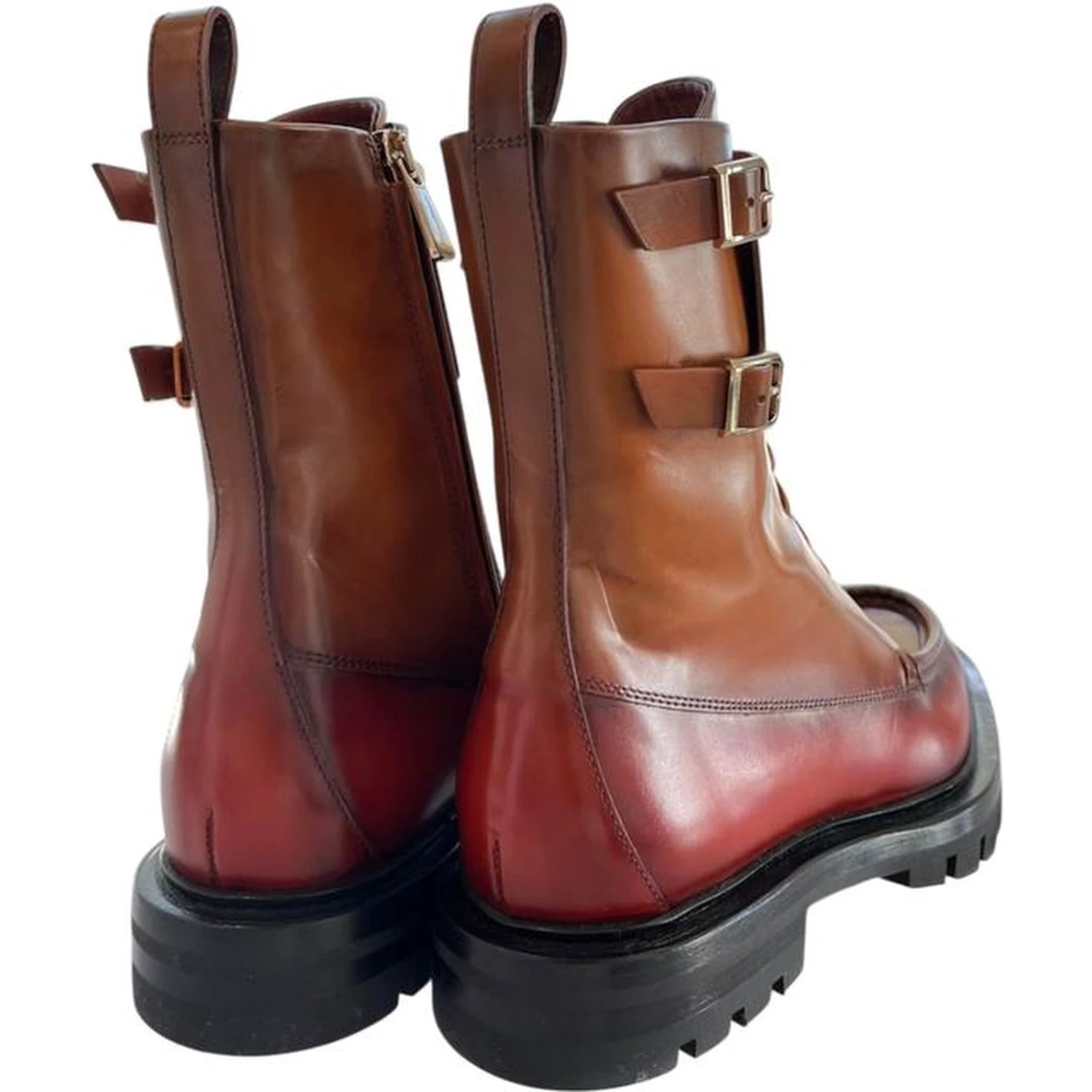 Red Leather Women Boots