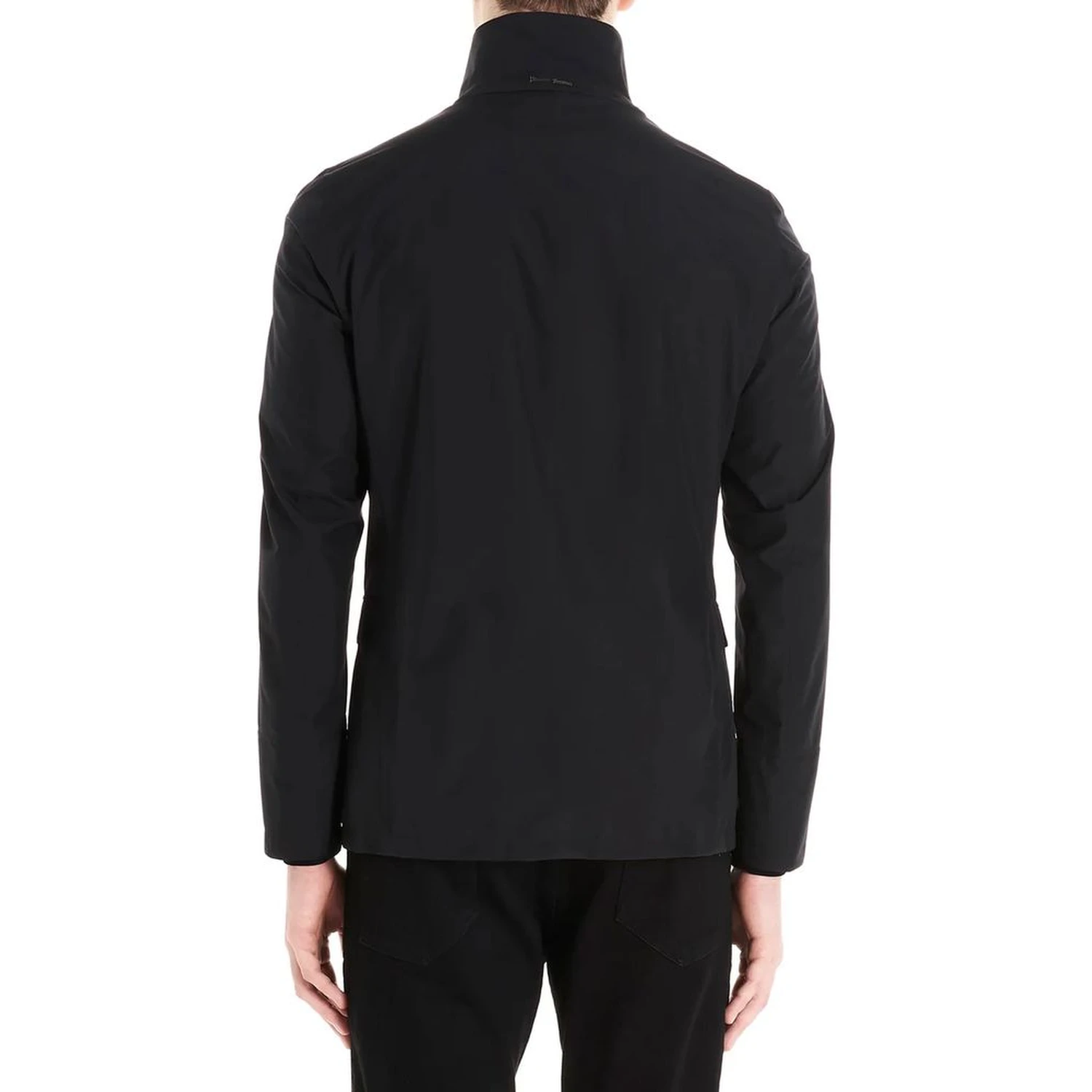 Black Polyester Full-Length Jacket