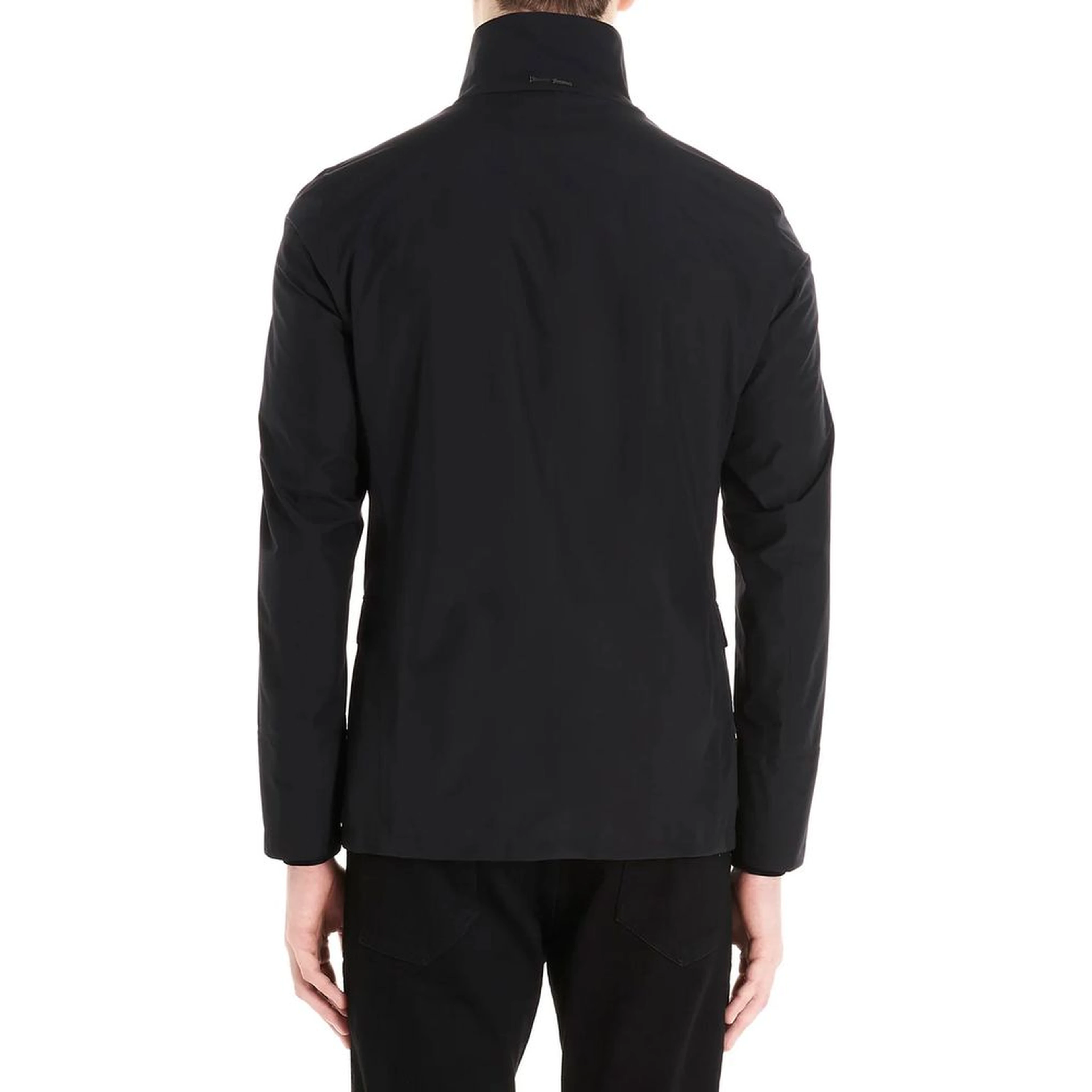 Black Polyester Full-Length Jacket