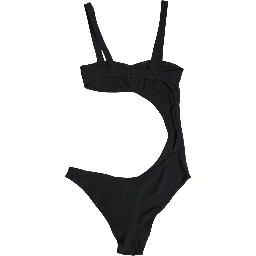 Black Embellished Cutout Bandeau One Piece Swimwear