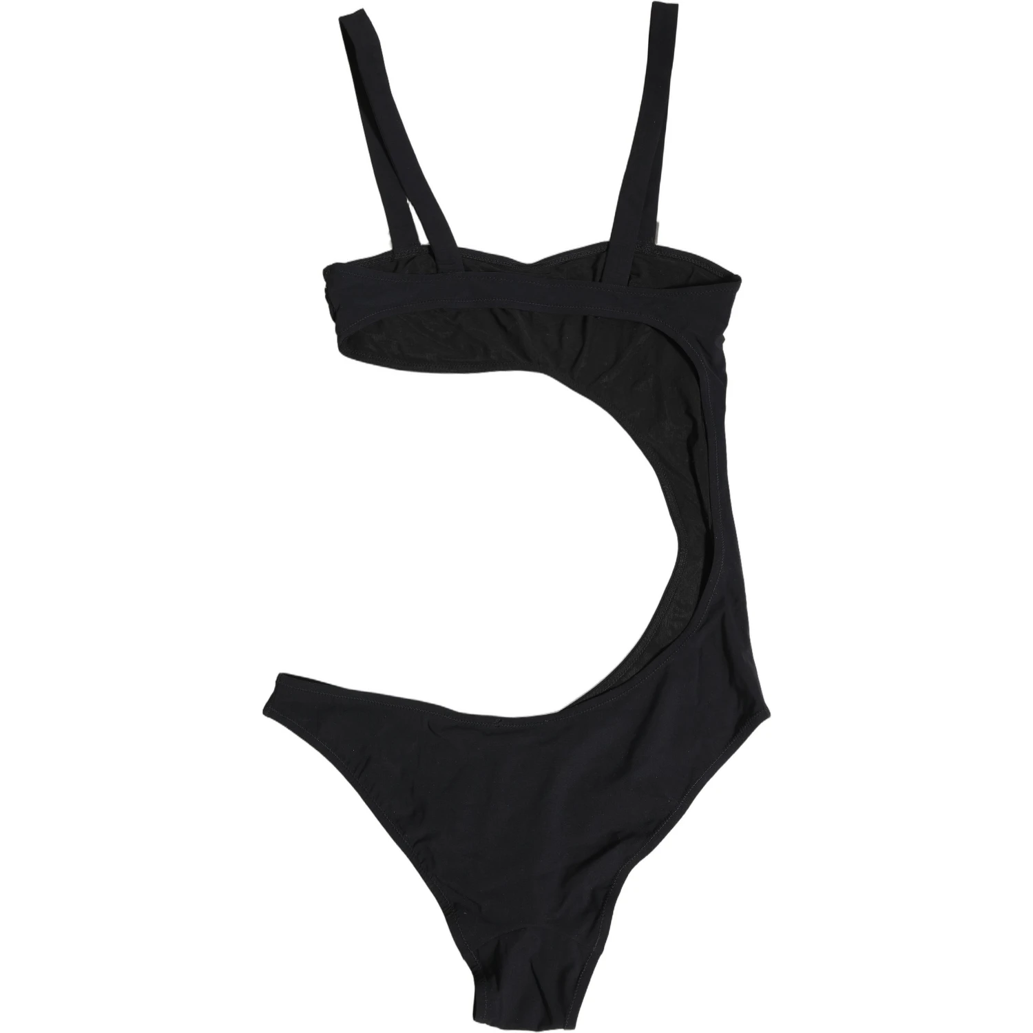 Black Embellished Cutout Bandeau One Piece Swimwear