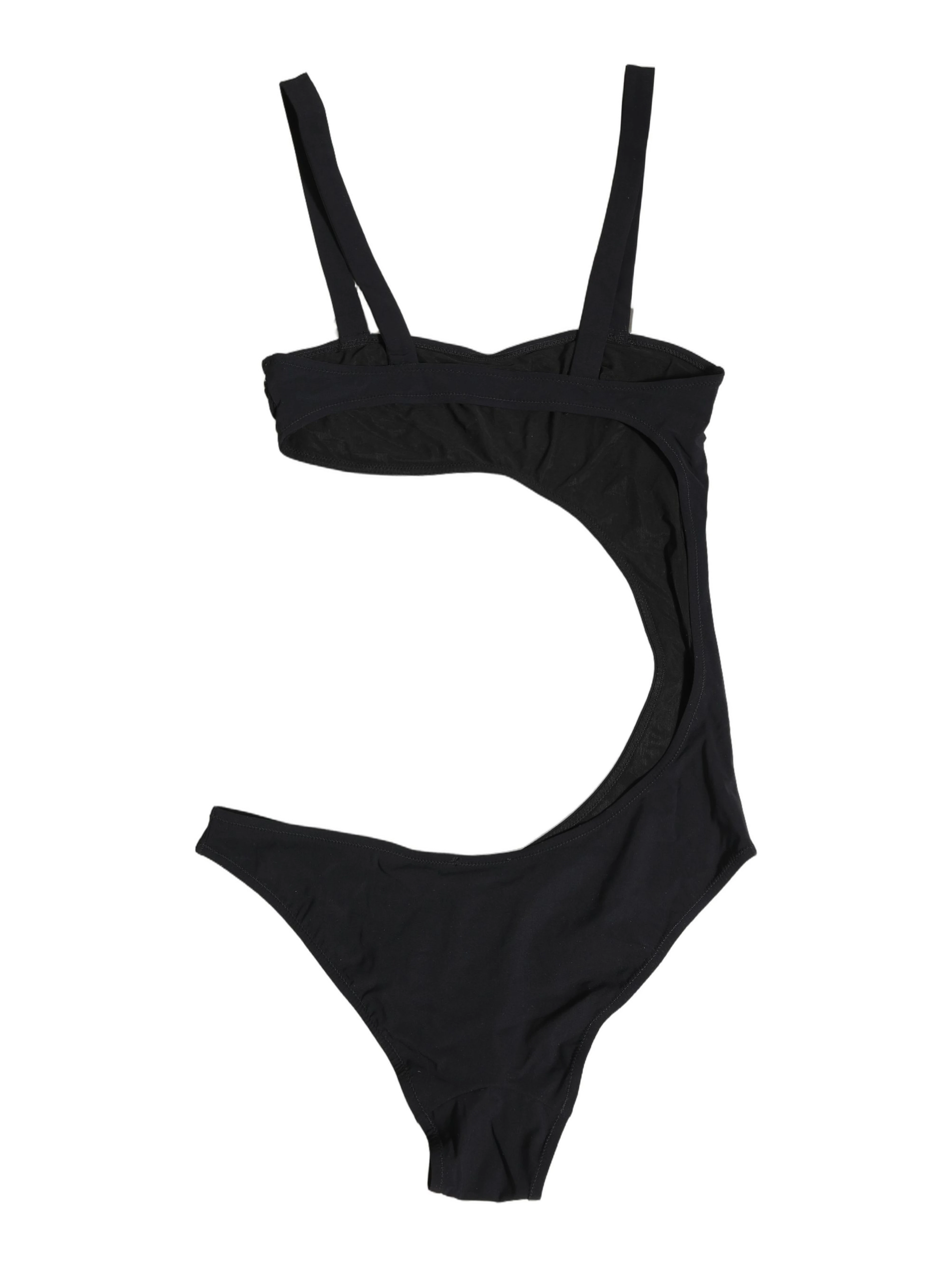 Black Embellished Cutout Bandeau One Piece Swimwear