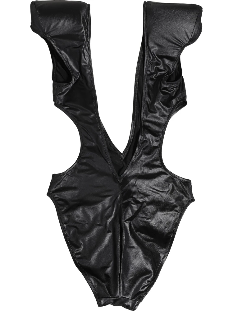 Black Deep V-Neck Cutout One Piece Swimwear