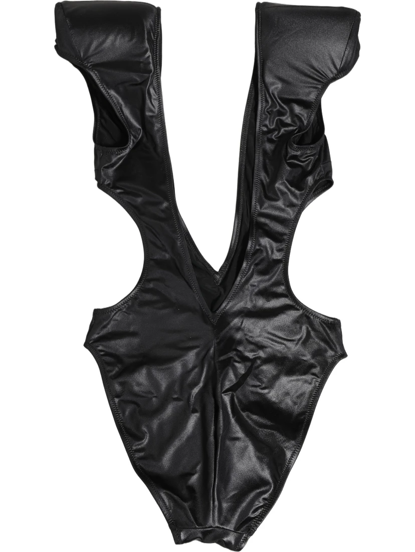 Black Deep V-Neck Cutout One Piece Swimwear