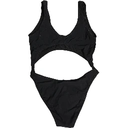 Black Cutout Logo One Piece Swimsuit Swimwear
