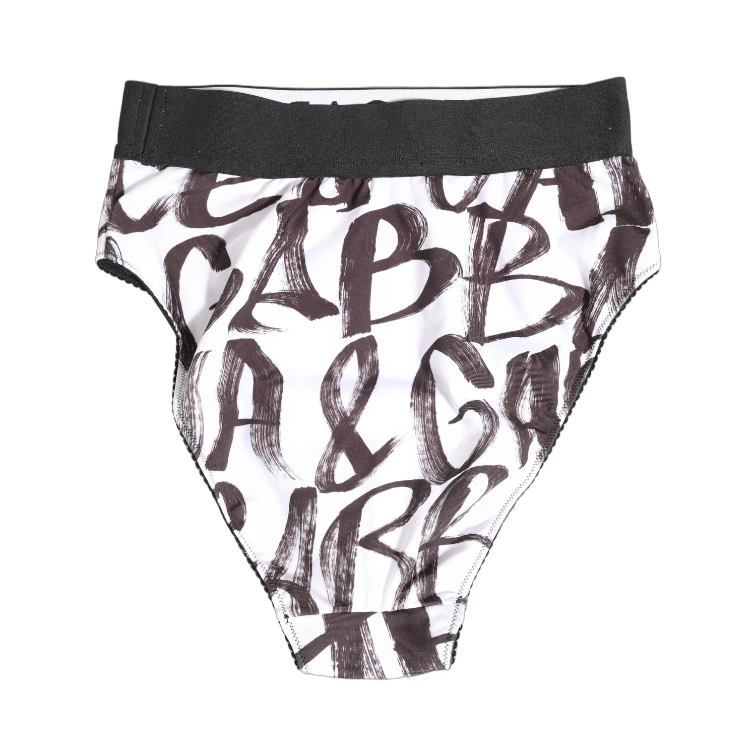 White Black Graphic Logo High Brief Underwear