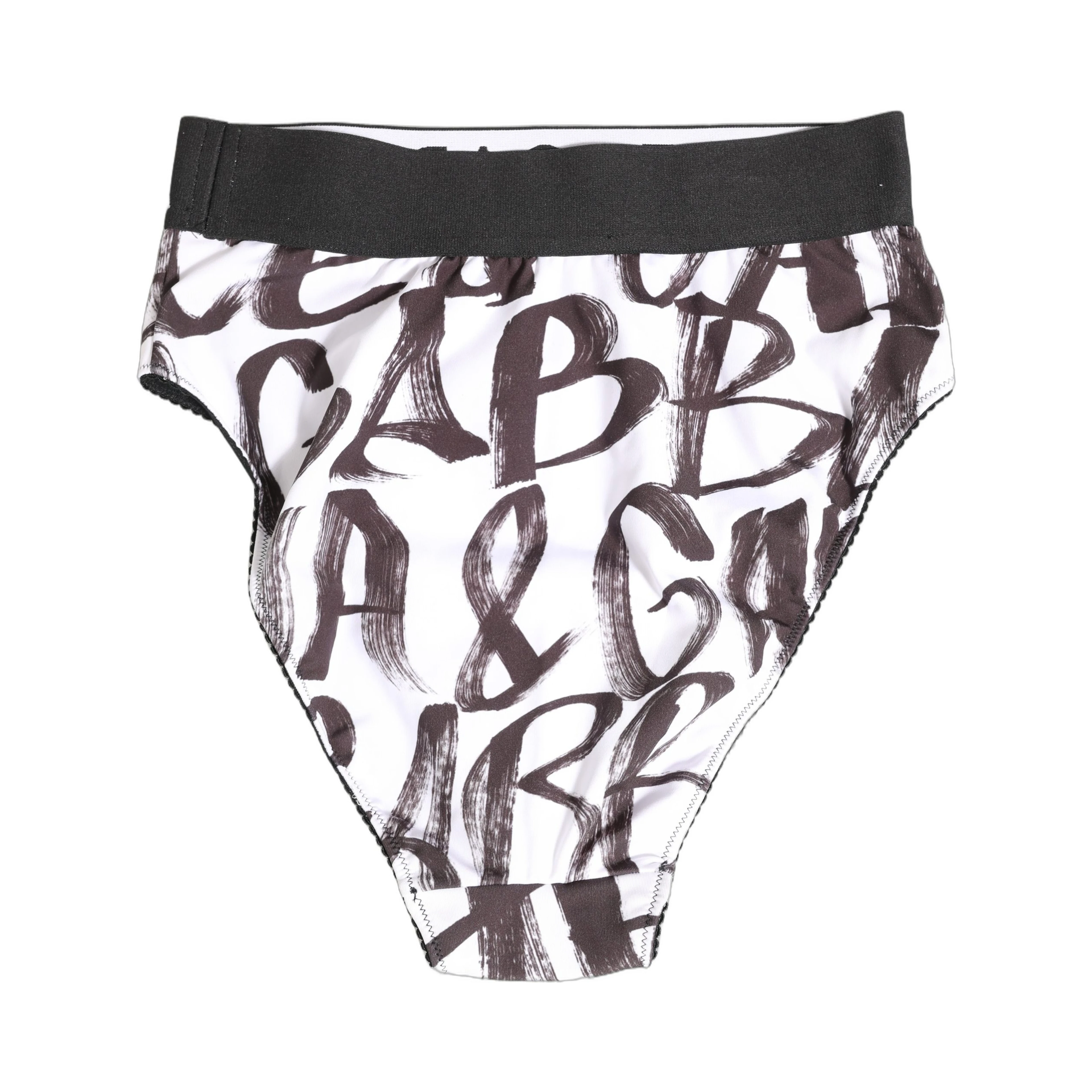 White Black Graphic Logo High Brief Underwear