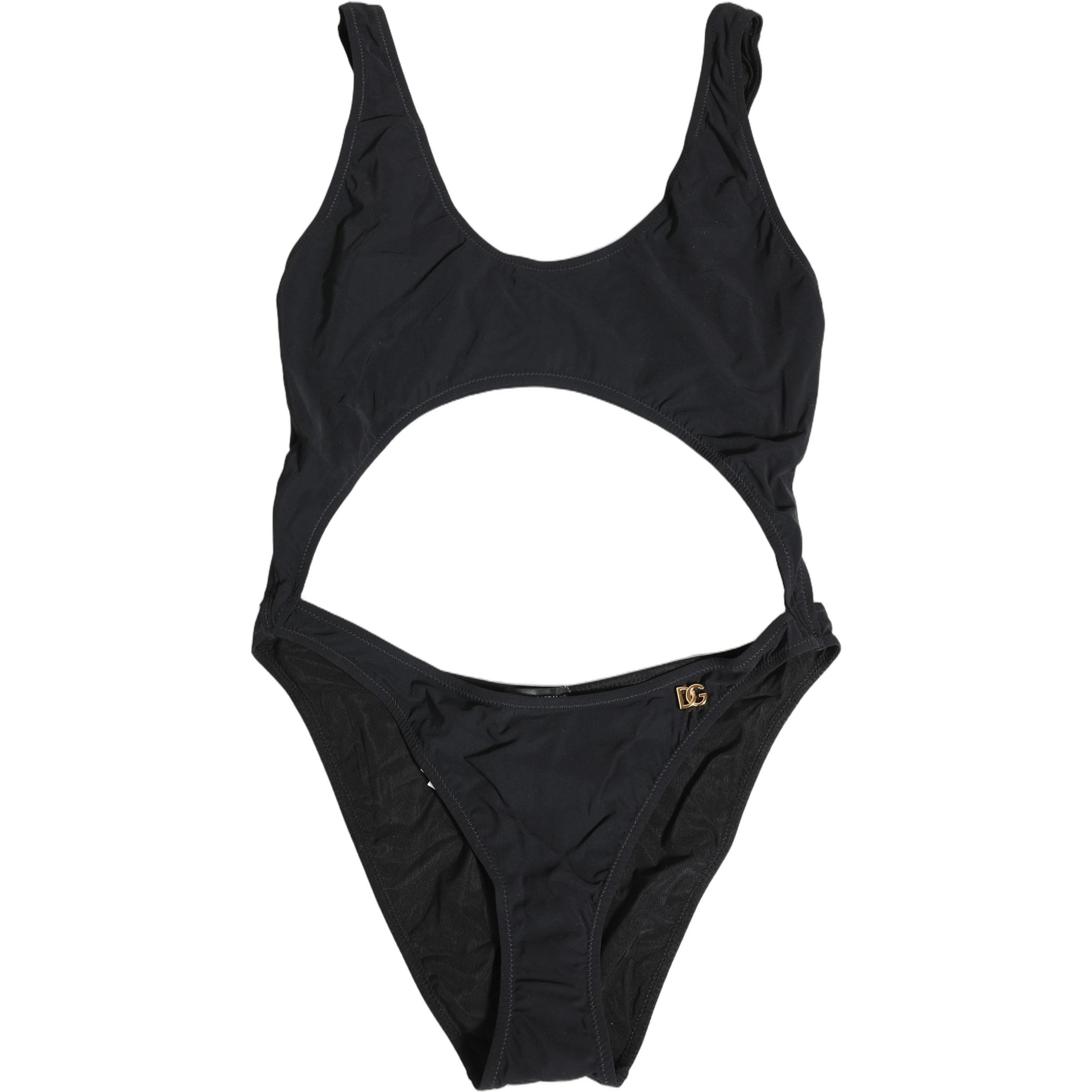 Black Cutout Logo One Piece Swimsuit Swimwear