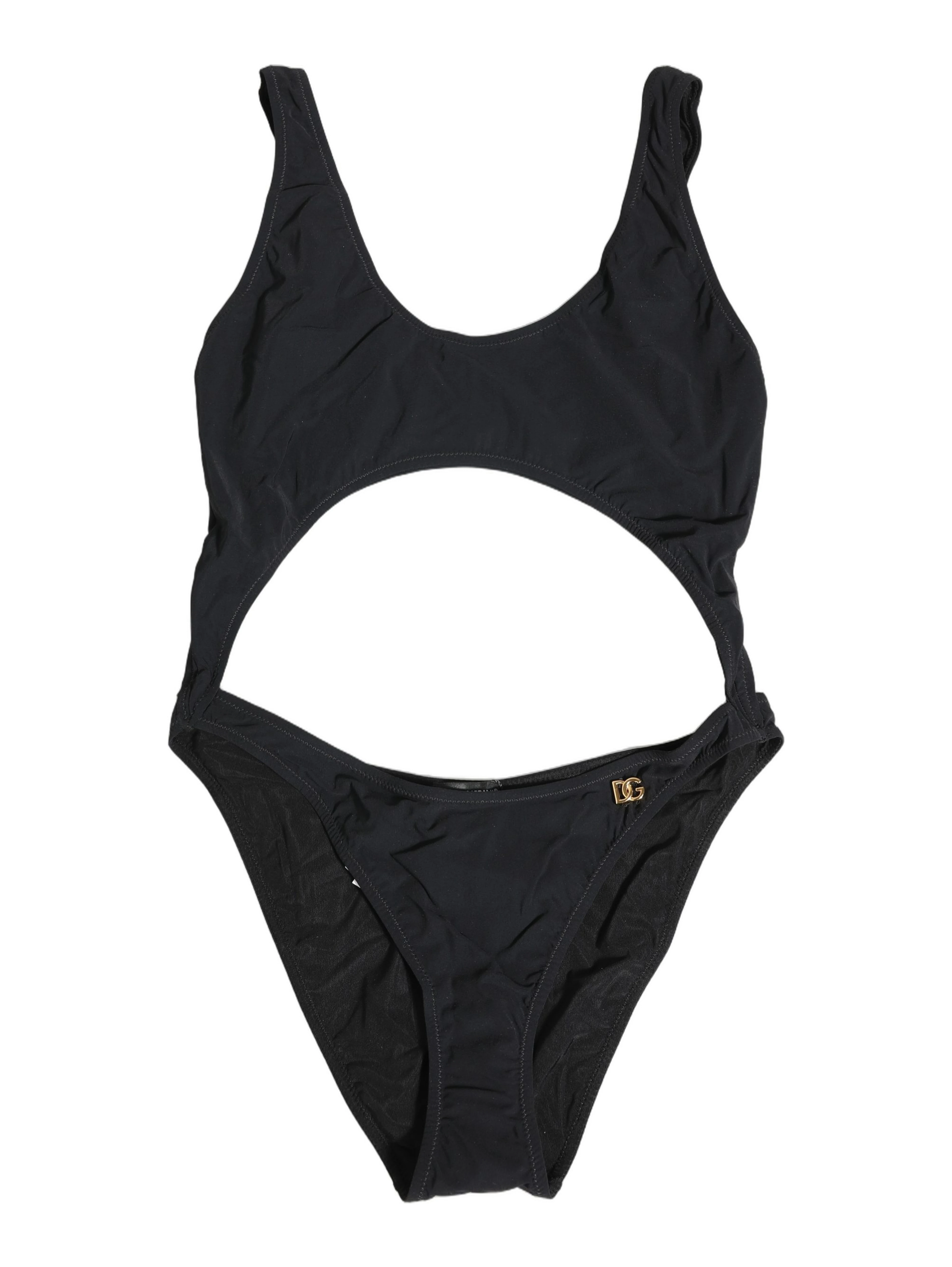 Black Cutout Logo One Piece Swimsuit Swimwear