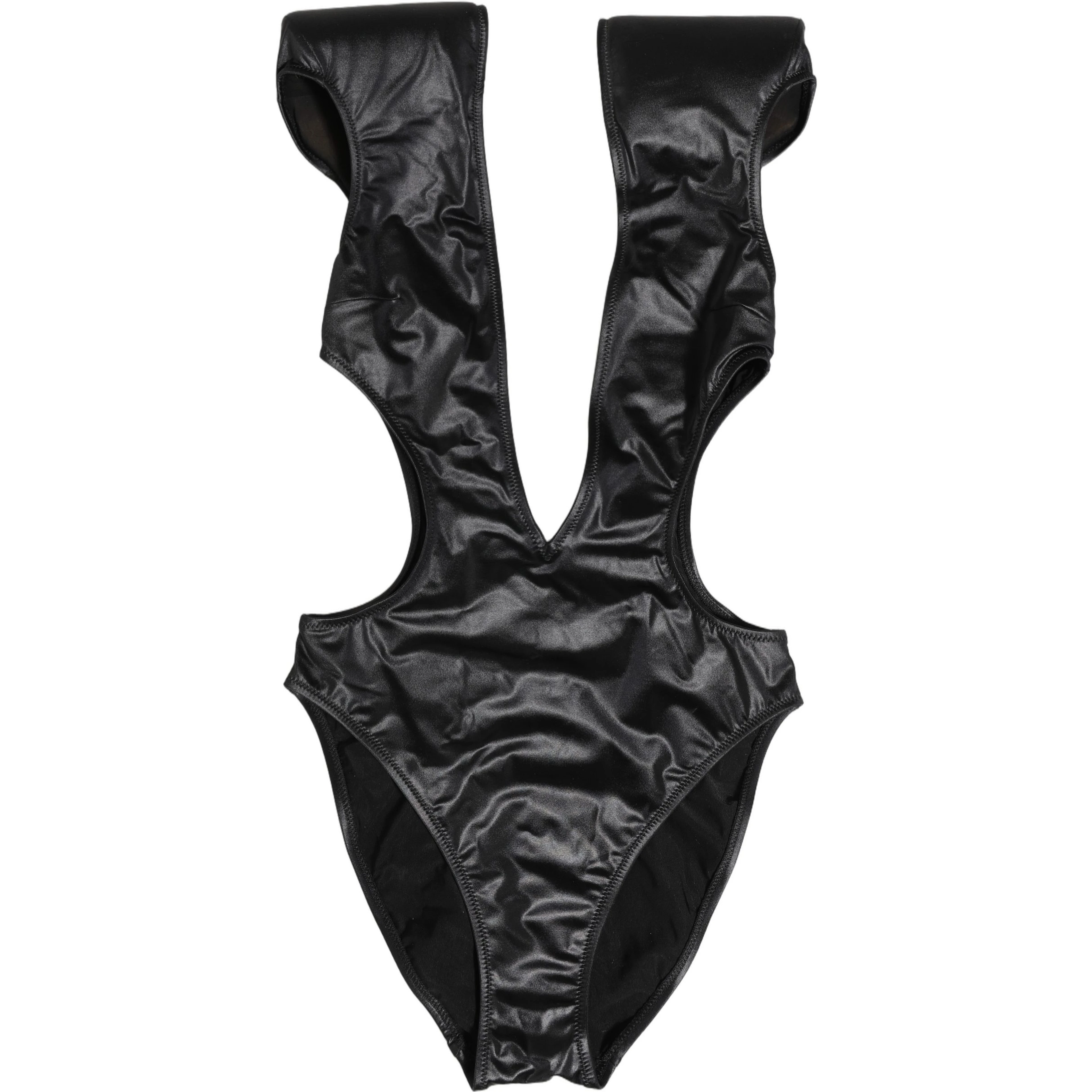 Black Deep V-Neck Cutout One Piece Swimwear