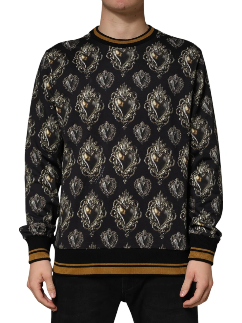 Black Sacred Heart Cotton Sweatshirt Sweater
