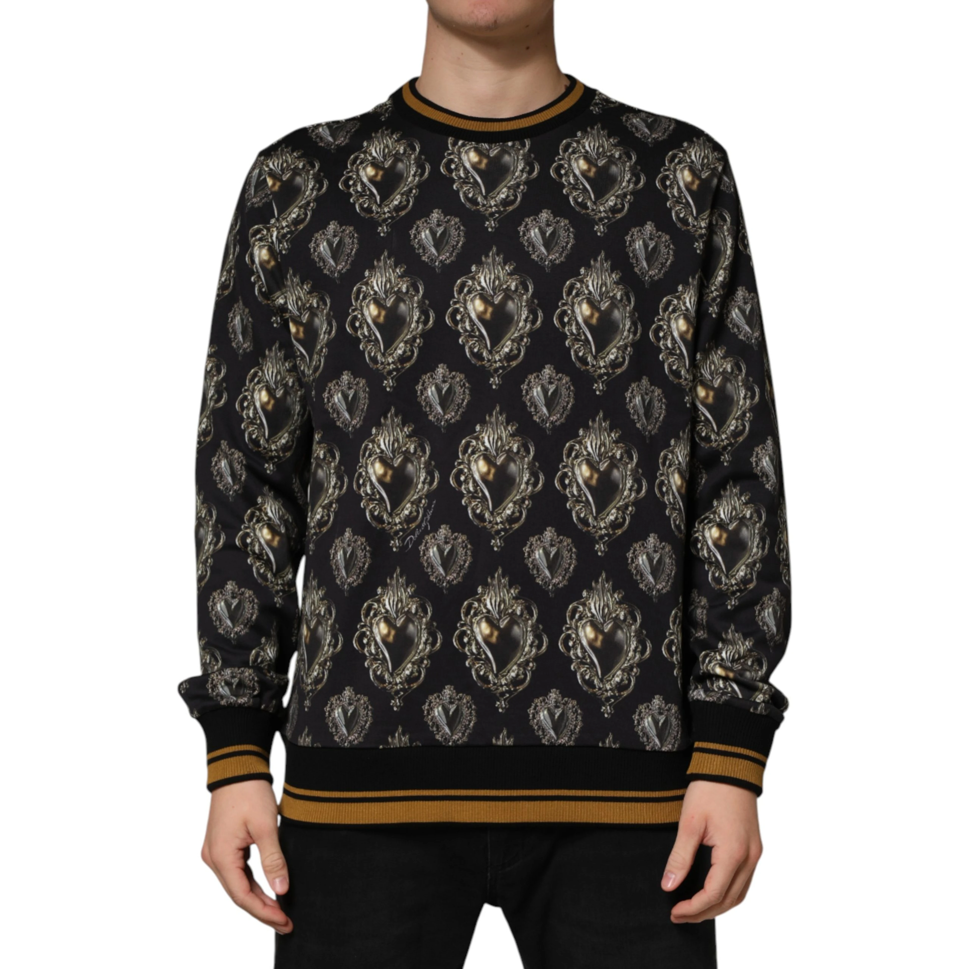Black Sacred Heart Cotton Sweatshirt Sweater