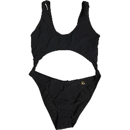 Black Cutout Logo One Piece Swimsuit Swimwear