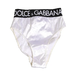 White Satin High-Waist Brief Logo Women Underwear