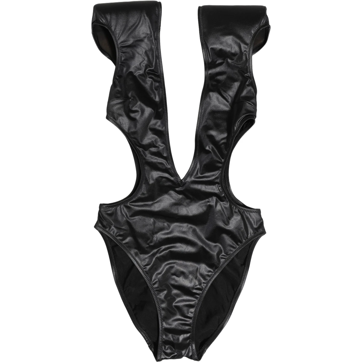 Black Deep V-Neck Cutout One Piece Swimwear