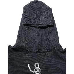 Black Anchor Print Hooded Sweatshirt Sweater