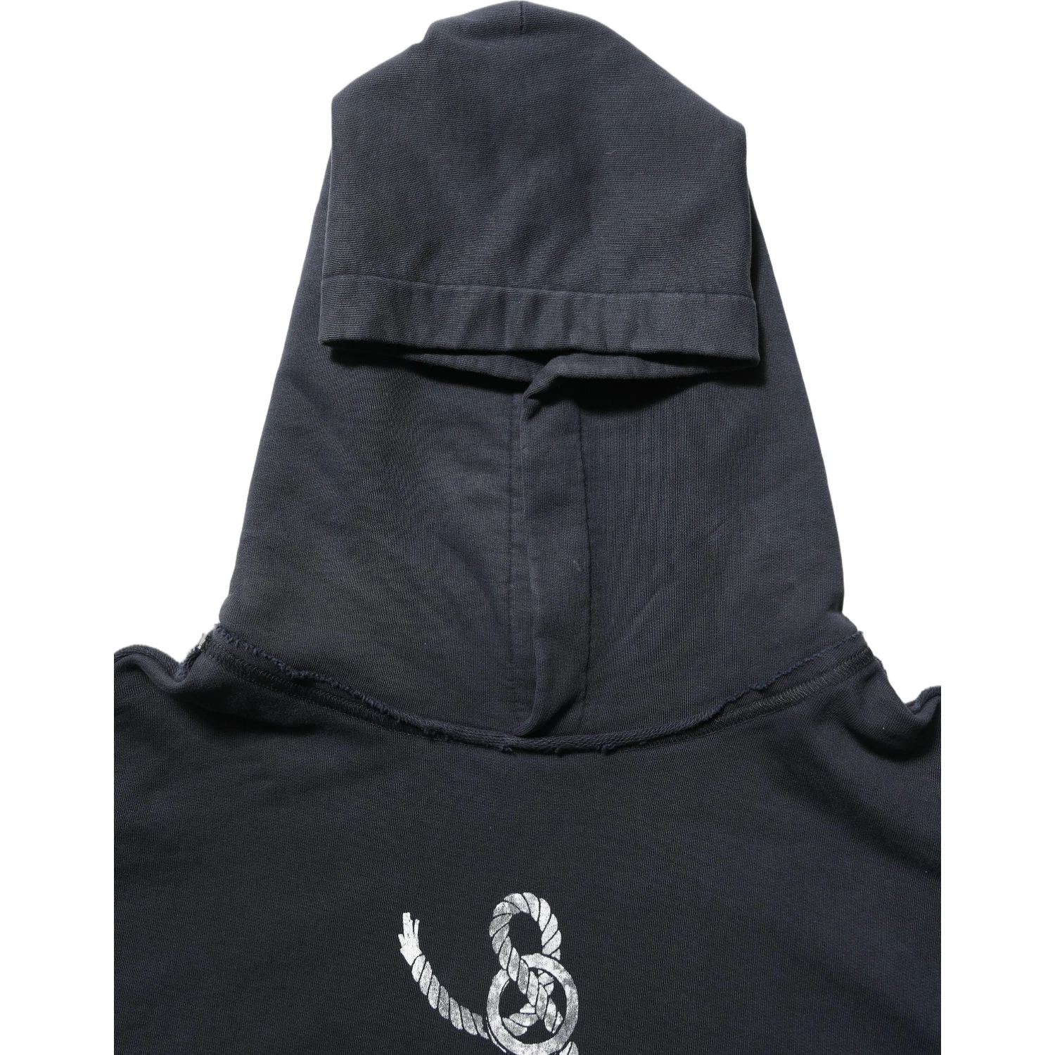 Black Anchor Print Hooded Sweatshirt Sweater