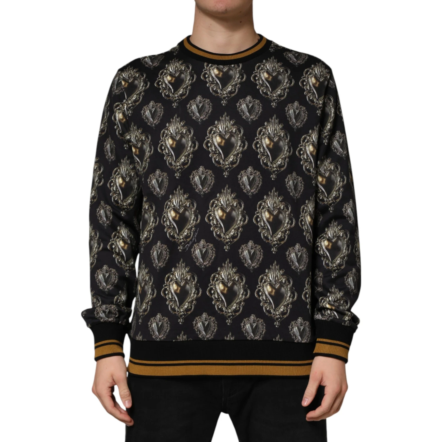 Black Sacred Heart Cotton Sweatshirt Sweater