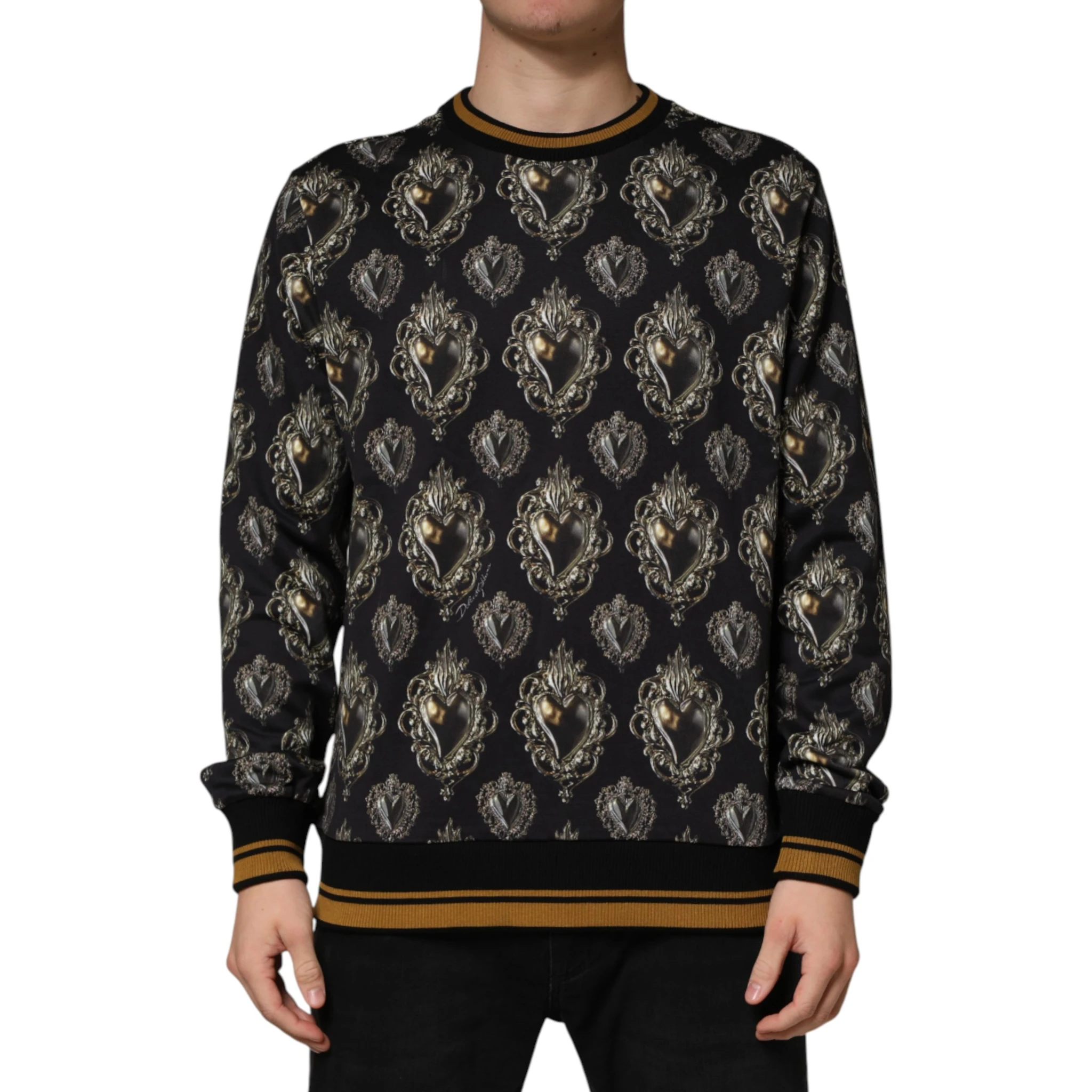 Black Sacred Heart Cotton Sweatshirt Sweater